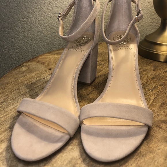 Vince Camuto 3 inch suede beige heels - Picture 1 of 6